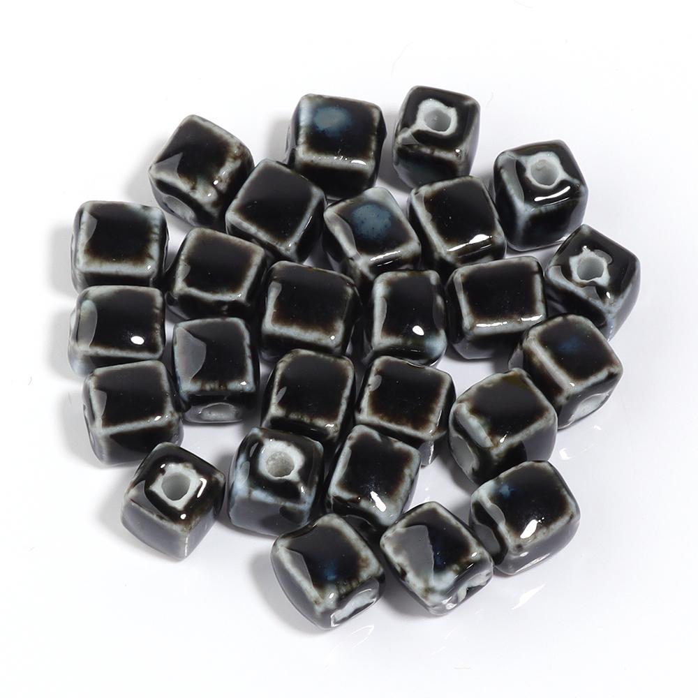 10pcs/lot Colorful Square Ceramic Beads Floral Glaze Porcelain Bead for DIY Bracelet Necklace Charms  Jewelry Making Supplies