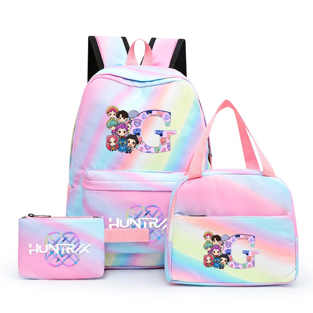 3 Stück/Set NEUER K-Pop bedruckter Rucksack mit Federmäppchen Brotzeittasche für Teenager Mädchen Junge Schultasche Kindergeschenk Große Kapazität Wasserdicht Reisetasche Rucksack