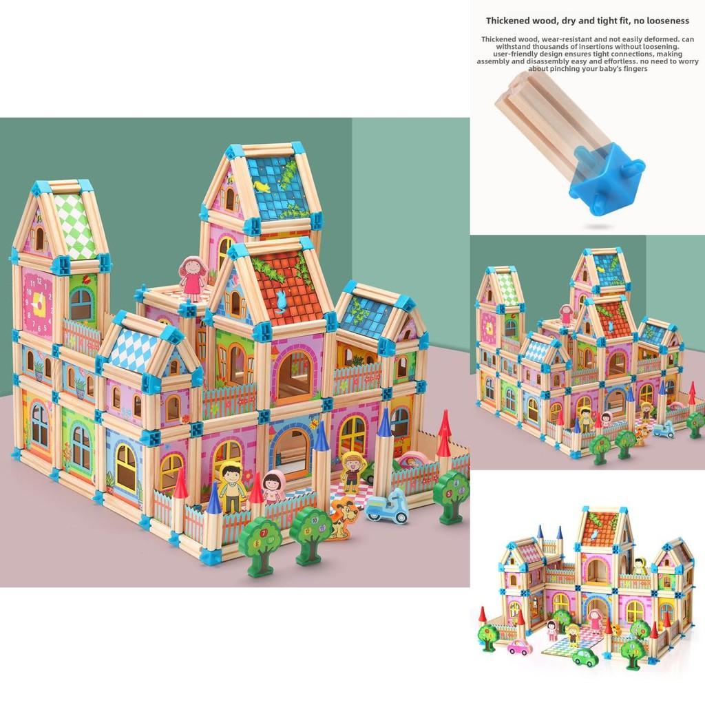 Wooden House Construction Free Assembly Of Building Blocks Children Toy Set For Creative Play And Learning