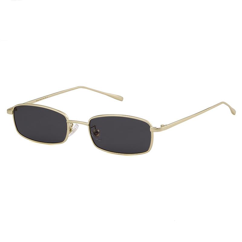 Trendy Vintage Small Slim Skinny Rectangle Sunglasses Women Men Designer Retro Metal Frame Red Lens Hip Hop Sun Glasses S31035