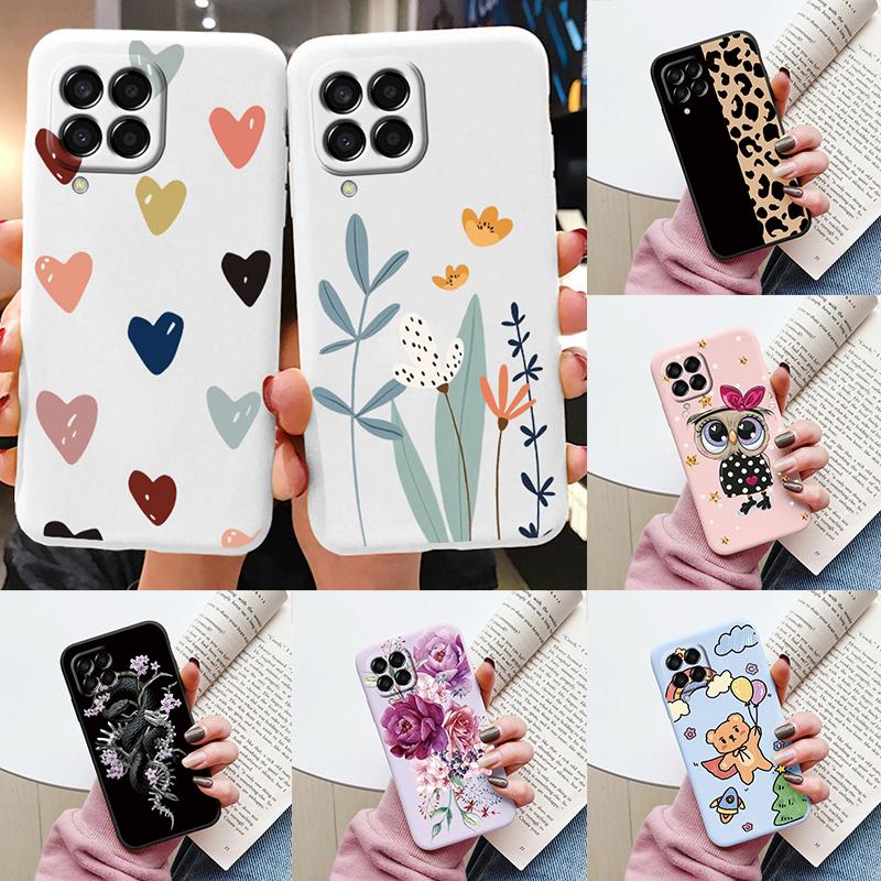 For Samsung Galaxy M33 M53 5G Case Cute Fashion Heart Flowers Soft Silicone Bumper Cover For Samsung M13 M15 M55 M35 Fundas TPU
