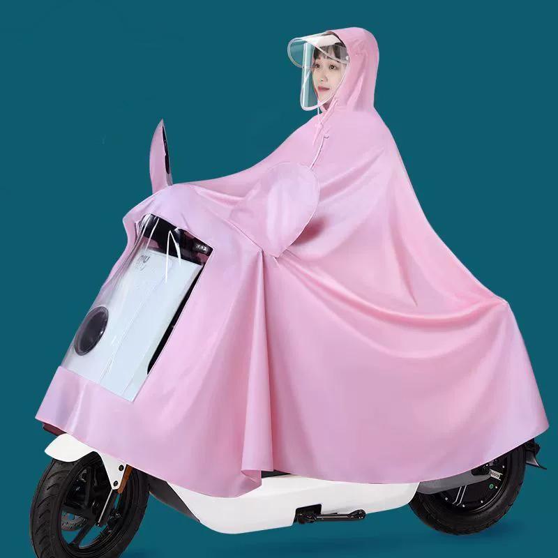 1 Macaron Colored Single/double Thick Full Body Rain Gear Rainproof Motorcycle Raincoat Suitable for Electric Bikes Motorcycles Bicycles