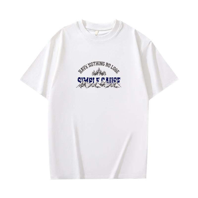 Retro Kurzarm-T-Shirt für Herren Sommer-Mode Marke Reines Baumwoll-T-Shirt mit Modischem Muster