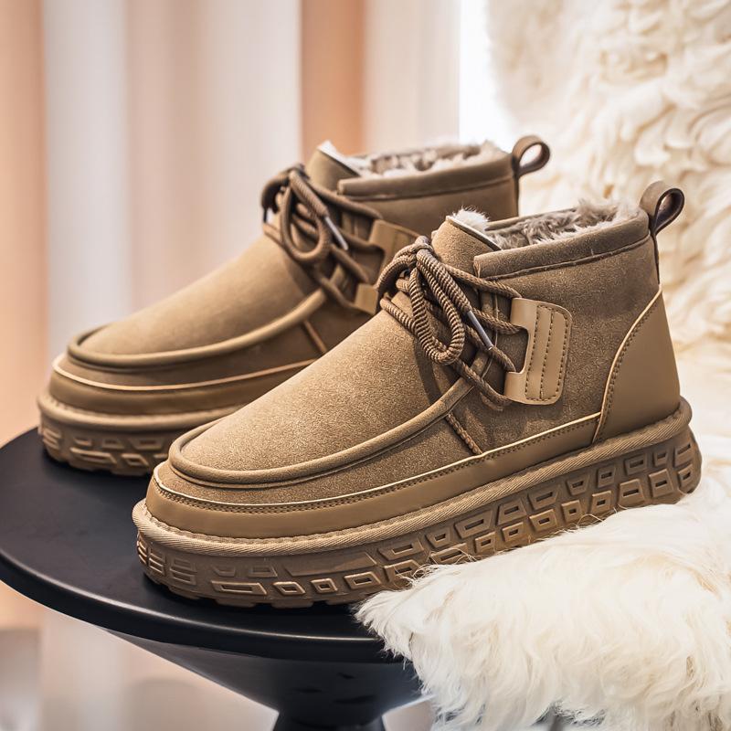 Cotton shoes new autumn and winter fleece warm mid-top shoes large size snow boots thickened casual fleece