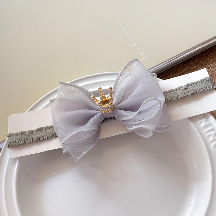 Infant Girl Elastic Hairband: 3D Bowknot with Rhinestone Crown