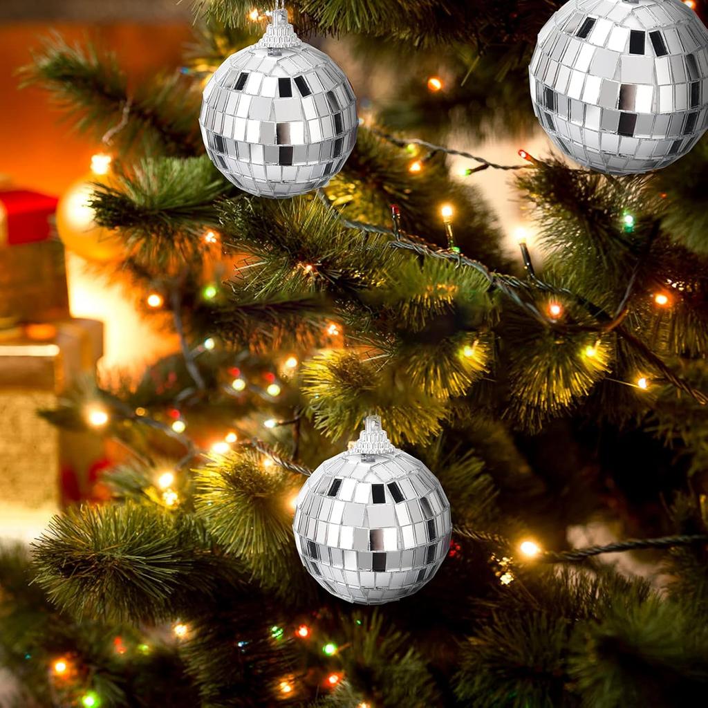 6Pcs Mirror Disco Ball, 1.96Inches Silver Hanging Ball for Party, Birthdays, Weddings, Home Decorations, Stage Props, Game Accessories, 5cm