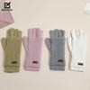 Knitted Wool Finger exposed Touch Screen Five finger Gloves for Women In Autumn and Winter Warmth Plus Velvet Thickening Riding Bike To Prevent Cold