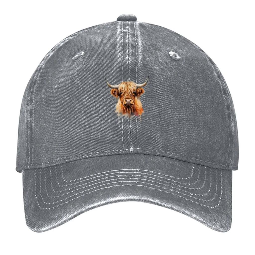 Highland Cattle Cow Longhaired Watercolor Baseball Cap Luxury Unisex cap Sports Cap dad hat For Unisex Womens