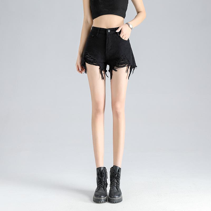 

Летние очаровательные необработанные кружевные подтяжки для вечеринок в ночном клубе, сексуальные женские брюки, короткие джинсы 2XL чёрный