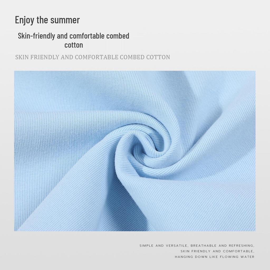 Women's 230G Elastic Spandex Short Sleeve Round Neck Cropped T-shirt - Plain Color for Summer