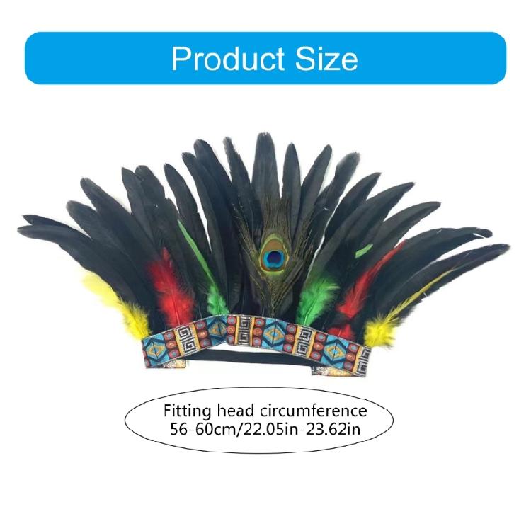 Natives American Costume Hairband for Carnivals Party Festival Props Feathered Hairband Indian Hairhoop Cosplay Headwear