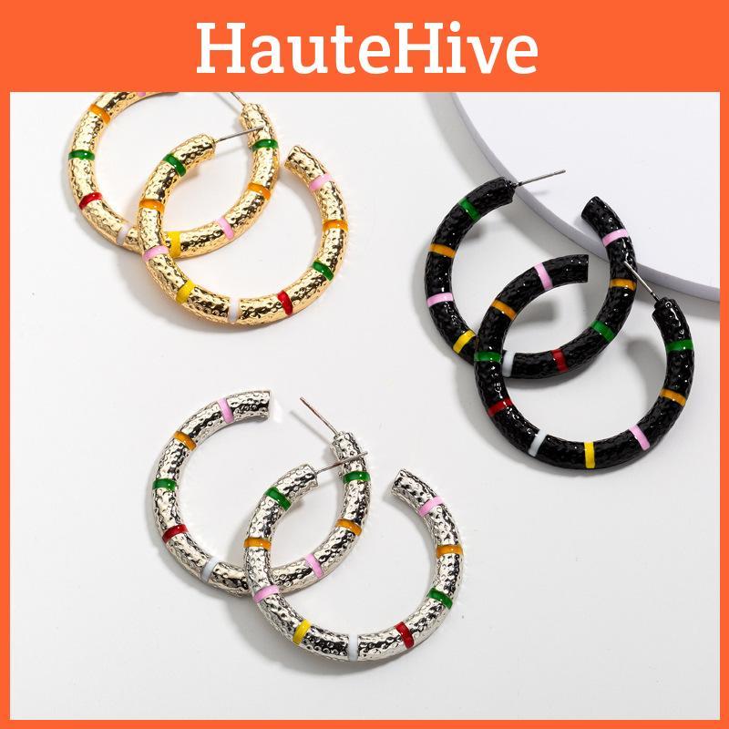 Trendy Fall 2021 Geometric Hoop Earrings In Black Gold And Silver