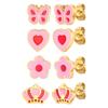 Women's Pink Flower & Butterfly Stud Earrings for Kids - European American Style