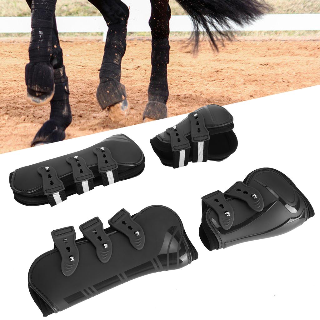 1Set PU Horse Legguard Leg Protector Thickened Leggings with Soft Lining Suppliesblack XL
