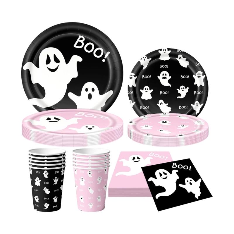 Dessert Table Paper Tableware Set with Plates Cups Napkins for Family Gathering Classroom Use and Meal Service