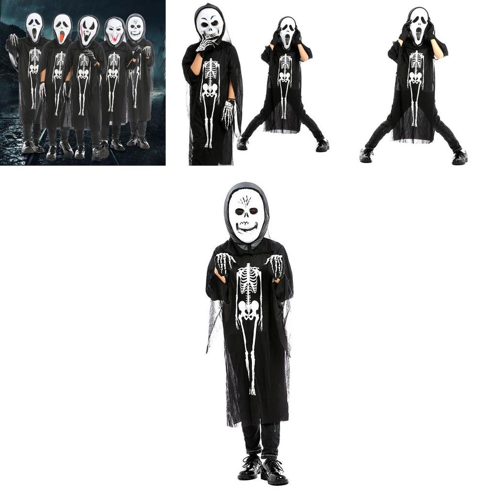 Premium Quality Cosplay Disfraces Adult Kids Halloween Costume With Skull Skeleton Design