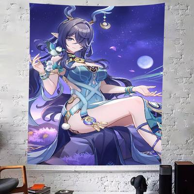 Kawaii Pretty Hot Girl Lauma Cool Video Gaming Tapestry Wall Hanging Art Decoration Aesthetic Background Cloth Birthday Gif