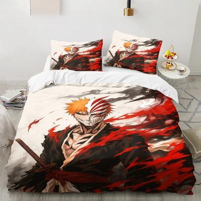 HOT Anime Bleach Bedding Sets, Children's Bed Decor Duvet Cover Pillowcase for Teenagers Adult 2/3Piece with Zip Room Decor