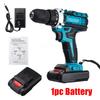 28N.m Rechargable Electric Hammer Drill Max Torque LED Light Screwdriver 1/2 Battery 1 Charger 48V 1500W