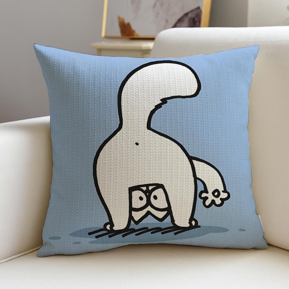 Funny SSimons CatS Cushion Cover Breathable and skinfriendly linen pillowcase square removable and washable cushion