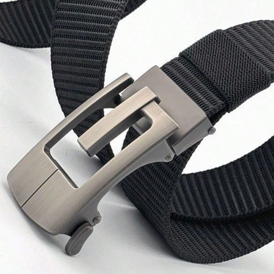 Fashionable Outdoor Sports Versatile Non Perforated Automatic Buckle Canvas Belt Men's Tactical Pants Belt Belt