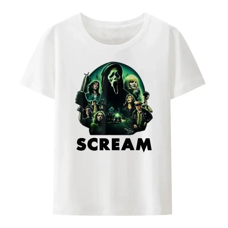2025 Summer Halloween 100% Pure Cotton T-shirt, Horror Movie Harajuku Graphic Popular Gothic Men's T-shirt