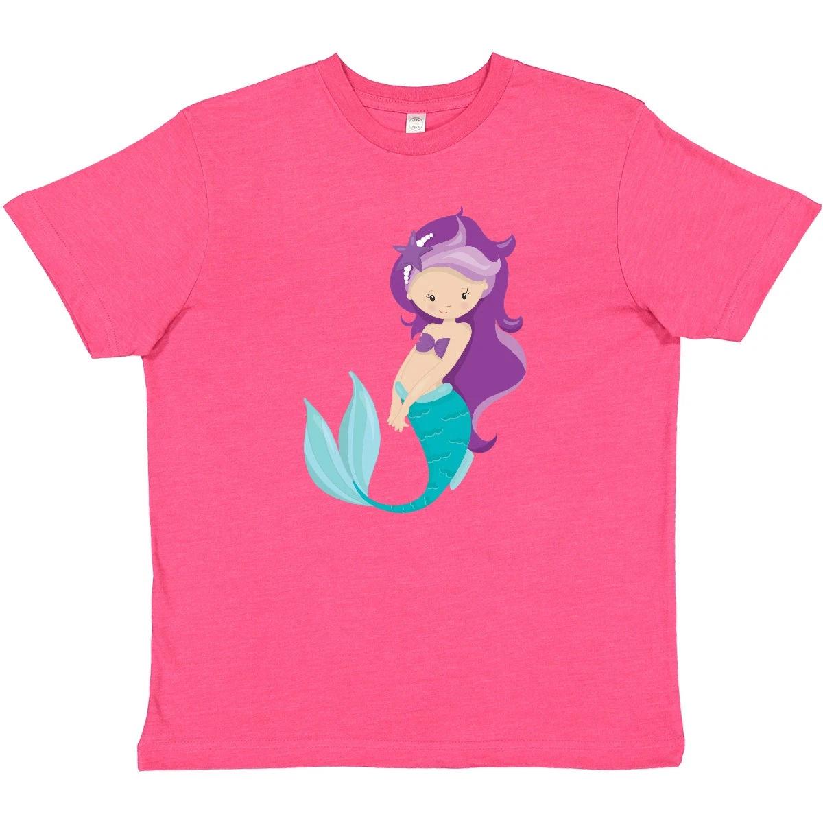 Inktastic Mermaid Youth T-Shirt Starfish Purple Hair Princess Little Tee Kids 100