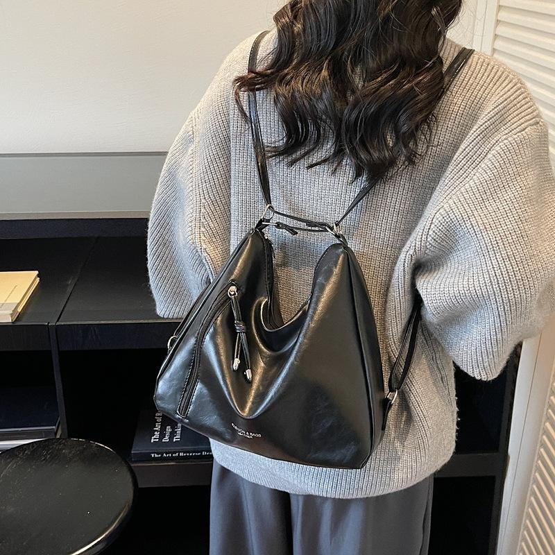 Foreign Trade Fashion Retro Large-capacity Shoulder Bag Trendy Versatile Pu Backpack Women's Casual Soft Leather Messenger Bag