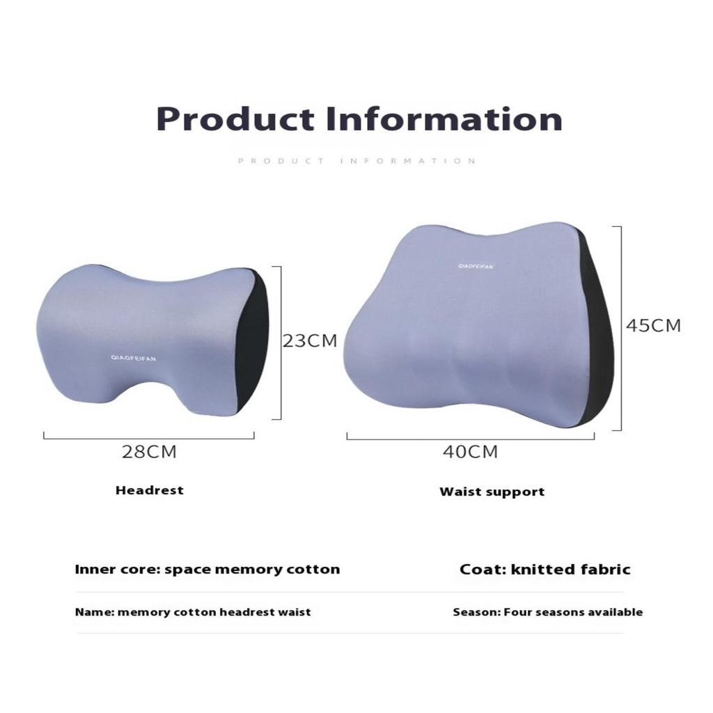 Car Headrest Pillow and Lumbar SupportMemory Foam Car Seat CushionNeck Pillow and Back Cushion for Car Seats