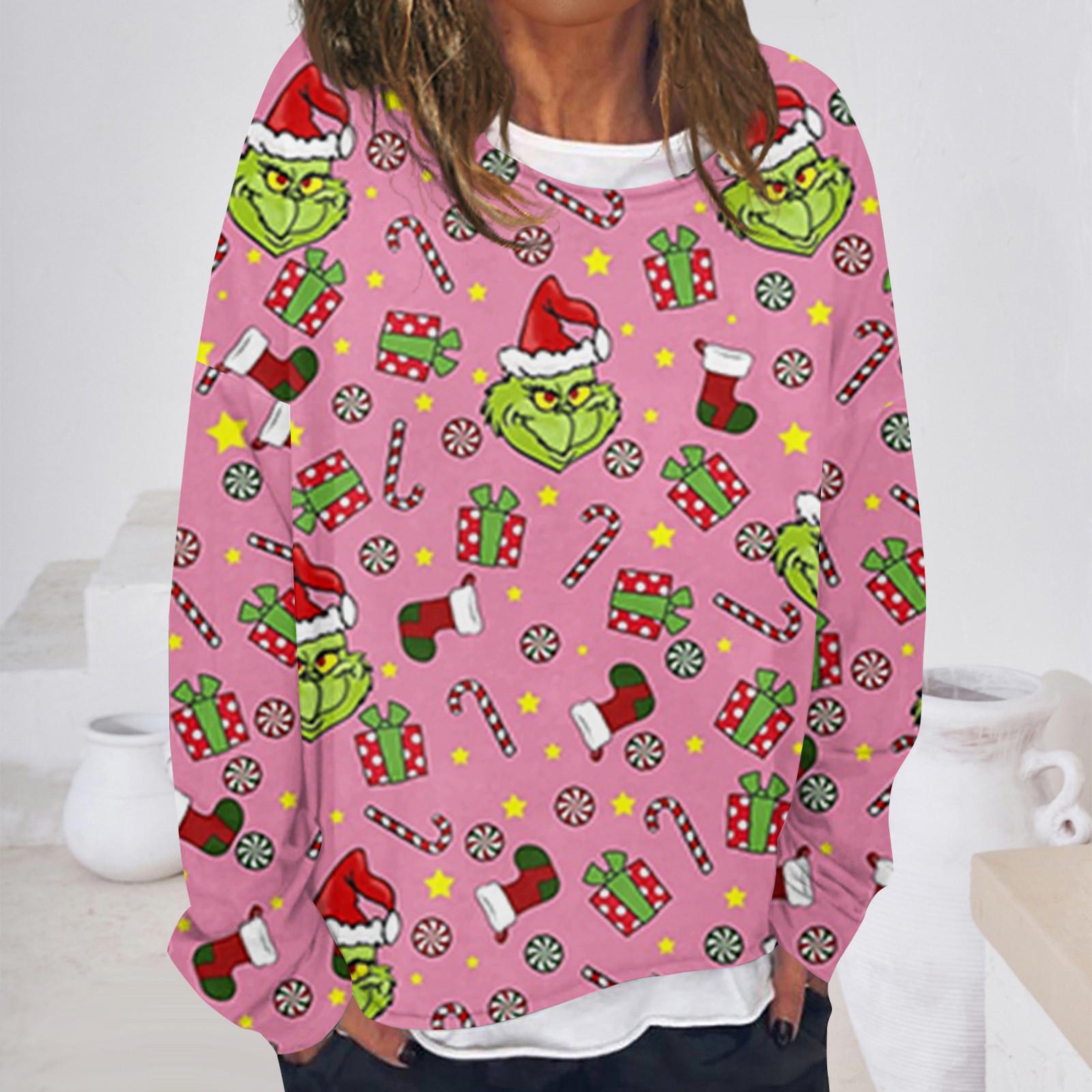 

Женская повседневная модная винтажная толстовка с длинным рукавом и круглым вырезом с принтом, многослойный пуловер, топ M розовый