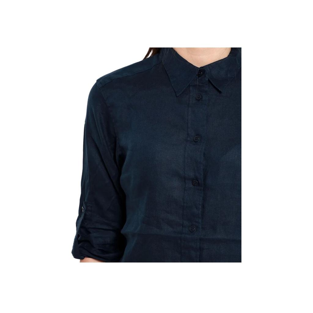 Polo Ralph Lauren Solid Polo Collar Button Short Sleeve Shirt Women Shirts Navy-Blue 200782777-003