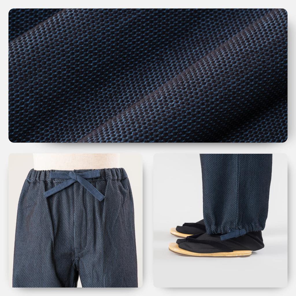 [AiAi] Samue (Work Clothes) Enshu Dyed Thick Fabric with Variegated Sashiko (LL, Navy)