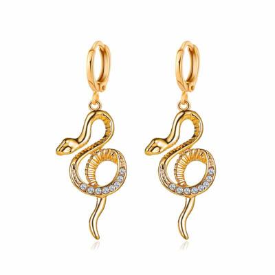Orecchini da donna Orecchini lunghi a forma di serpente con strass pieni Orecchini alla moda