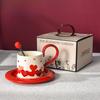 Red Coffee Cup High End and Luxurious High Quality Afternoon Tea Cup Saucer Set with Spoon Souvenir Wedding Gifts