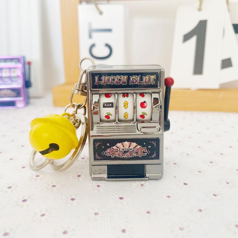 Creative Mini Fruit Slot Machine Keychain - Palm-Sized Digital Lottery Toy Simulation Model