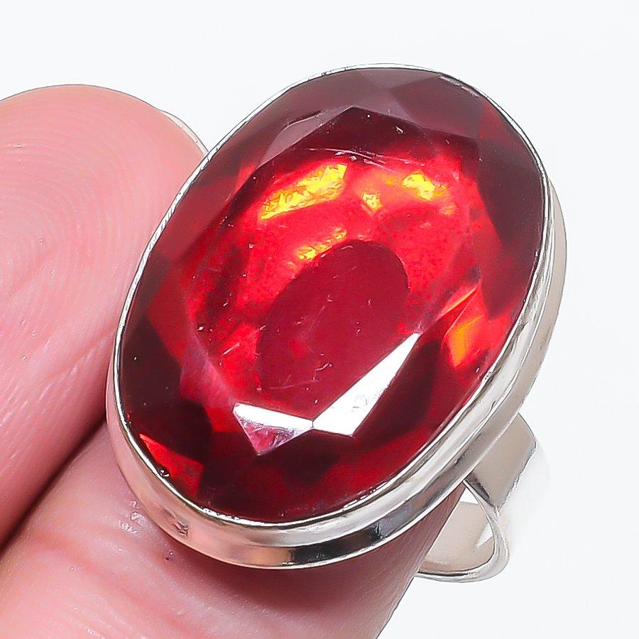 

Натуральный гранат драгоценный камень ручной работы 925 стерлинговое серебро ювелирное кольцо размер 10 O4m67