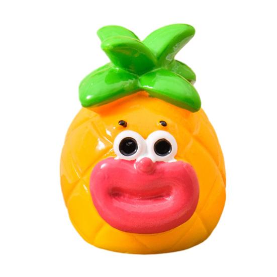 

Cartoon Resin Miniature Fruit Figurine Mini Funny Big Mouth Banana Blueberry Pineapple Statue for DIY Crafts Dollhouse Fairy Garden Cake A