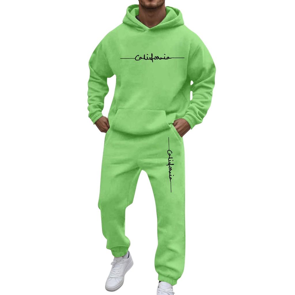 Herren Casual und personalisiert bedrucktes Langarm-Kapuzensweatshirt, Herren Sport-Sweatshirt und Sweatpants zweiteiliges Set