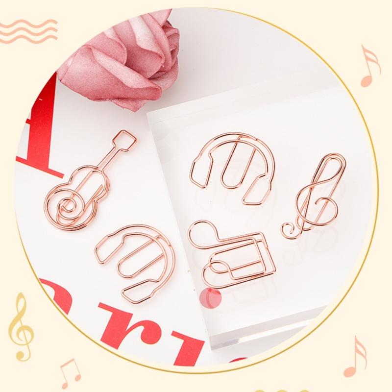 50Pcs Note Paper Clips Stationary Clips File Folders Clamp Mini Paper Clips Music Note Shaped Paper Clip for Home Office