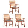 VidaXL Set of 3 Outdoor Dining Chairs with Cushions, Patio Seats, Dining Chairs, Garden Patio Furniture, 3064348