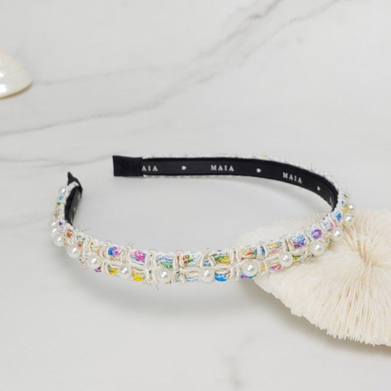 MAIA Perlen Stirnband - Elfenbein