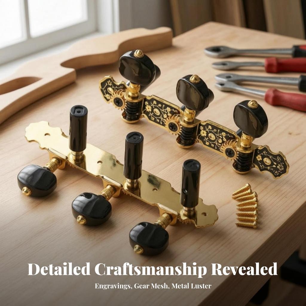6 Pieces Guitar Tuning Machines Golden Machine Heads Smooth for Luthier