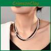 Striking And Black White Crystal Pearl Choker Necklace Featuring Vintage Panda Design For Enthusiasts Fashion