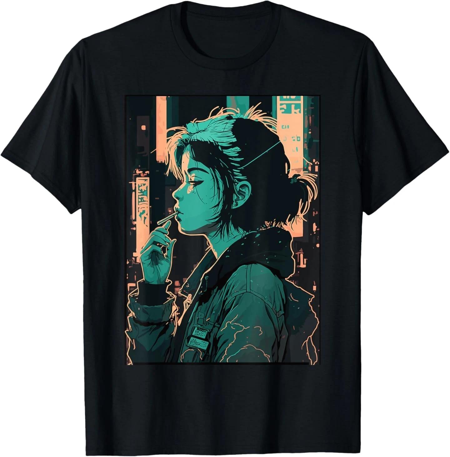 Japanese Vaporwave Sad Anime Girl Indie Aesthetic Otaku T-Shirt M