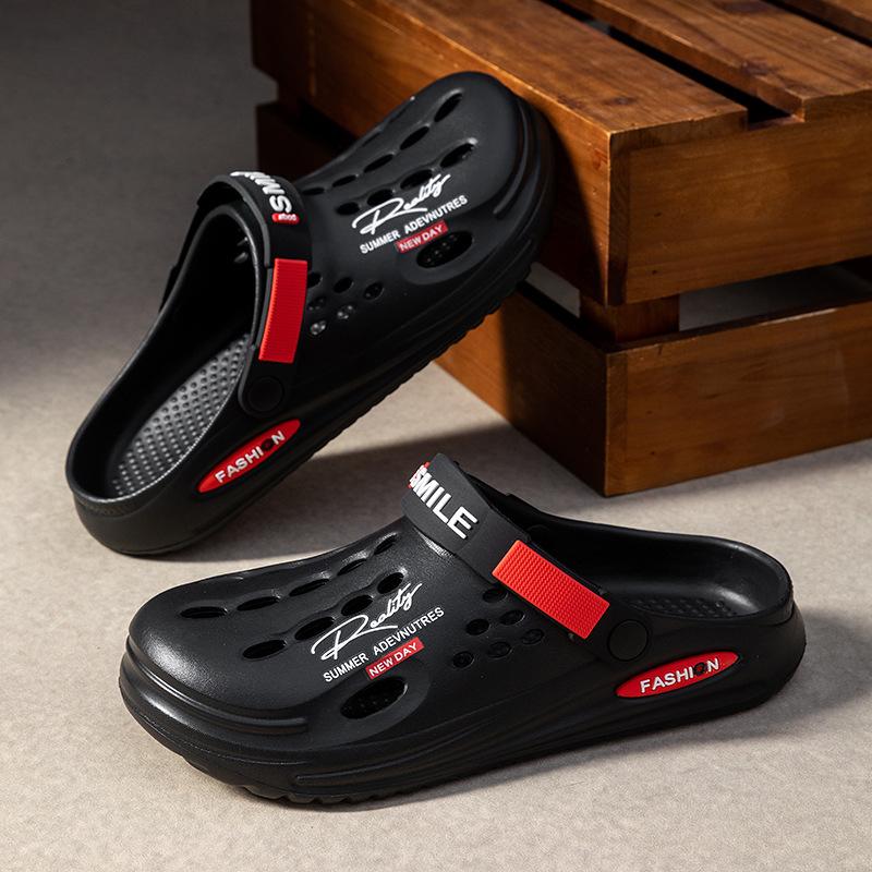 Men's Plus Size Fashion Casual 2-Way Closed Toe Slippers Outdoor Wear High Elastic Thick Sole Beach Shoes