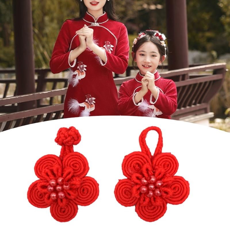 Vintage Flower Pearl Chinese Knot Closure Buttons Traditional Cheongsam Ornament