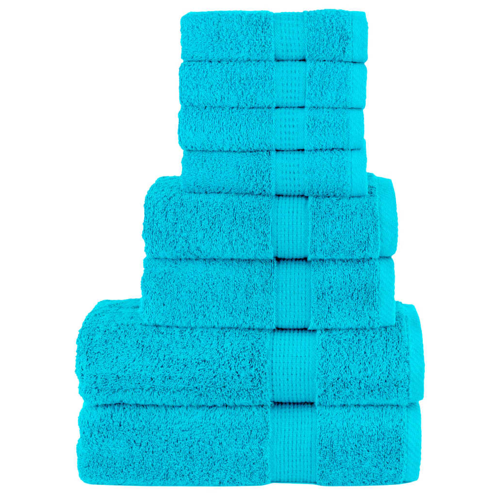 8 piece Premium Towel Set SOLUND Turquoise 600 g m²
