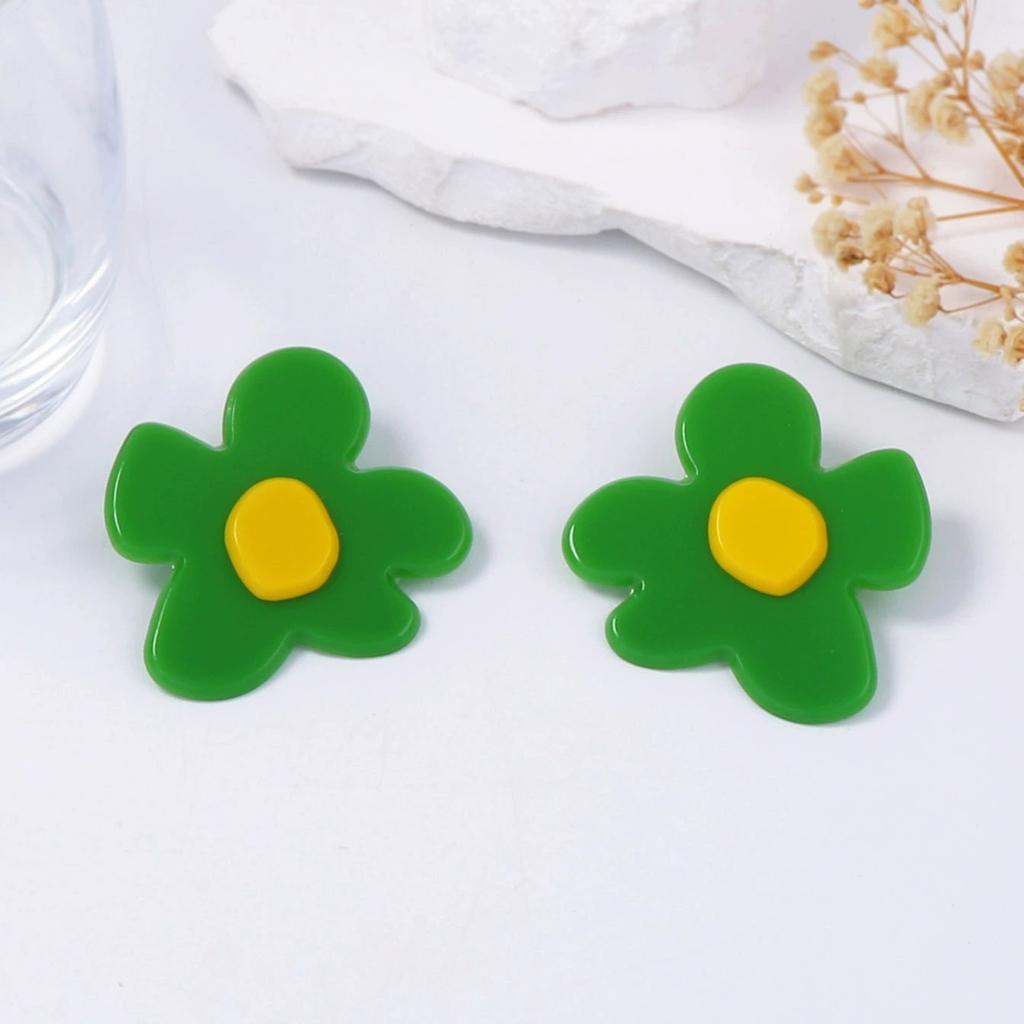 Fashionable Red Acrylic Large Flower Earrings Unique Casual Vacation Charms Jewelry for Women Girls Valentine's Day Gifts