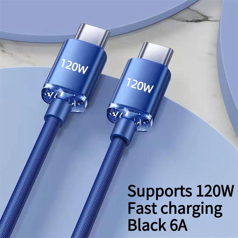 1PC 120W Fast Charging Braided Dual Typec Data Cable PD Flash Charging C to C Charger Cable