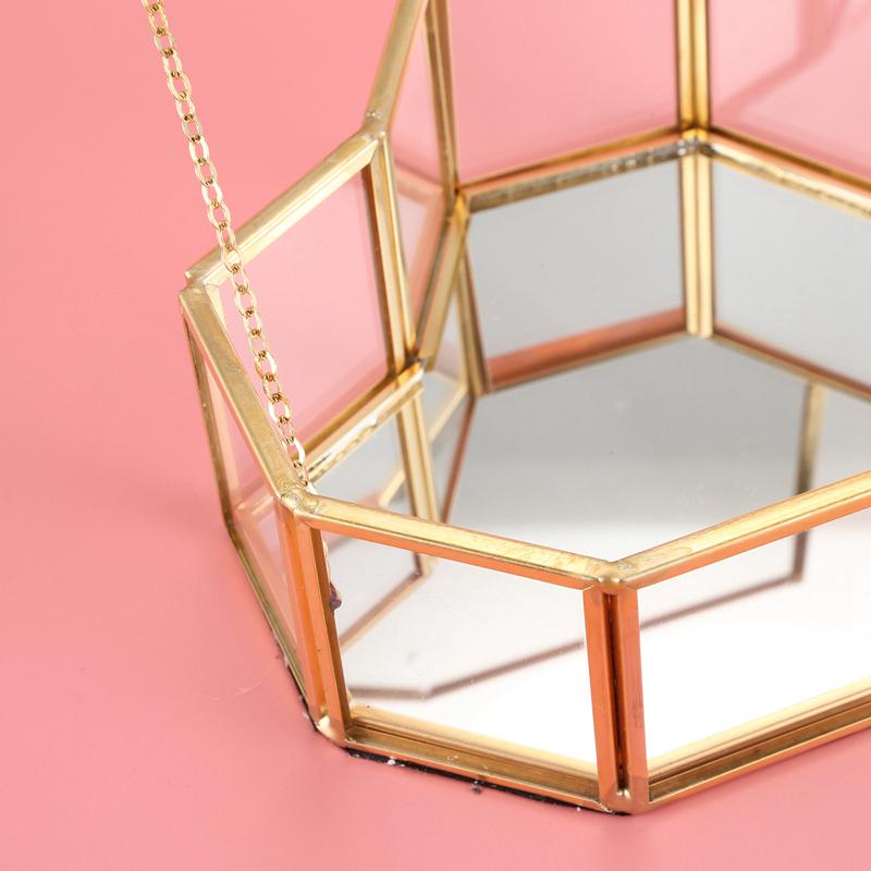 A25F-Flip Love Heart Shaped Geometric Glass Jewelry Box Glass Ring Box Exquisite Unique Wedding Jewelry Box Ring For Wedding Dec